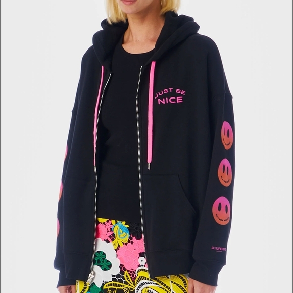 Le Superbe Black Hoodie with Pink Accents 1338 - Picture 1 of 8